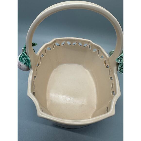 EUC Vintage Fitz and Floyd Basket 1982 Peach with Leaves Basket Easter Spring - Picture 6 of 10